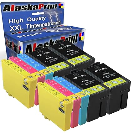 Alaska 10 Druckerpatronen Komp. Für Epson 27Xl 27 XL T27XL Multipack für Workforce WF 3620 3640 7610 7620 7110 WF3620 WF3640 