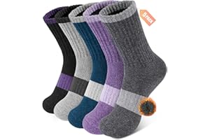 BESTENA 5 Pairs Merino Wool Socks for Women Hiking Socks Thermal Warm Winter Sock Women Crew Cushion Work Boot Outdoor Socks