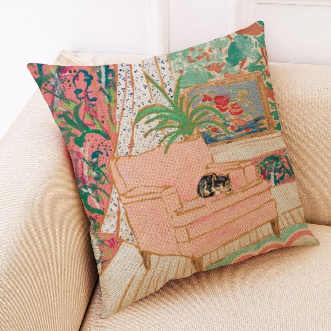 Amazon Com Kikoy Retro Style Home Decor Cushion Cover Happy