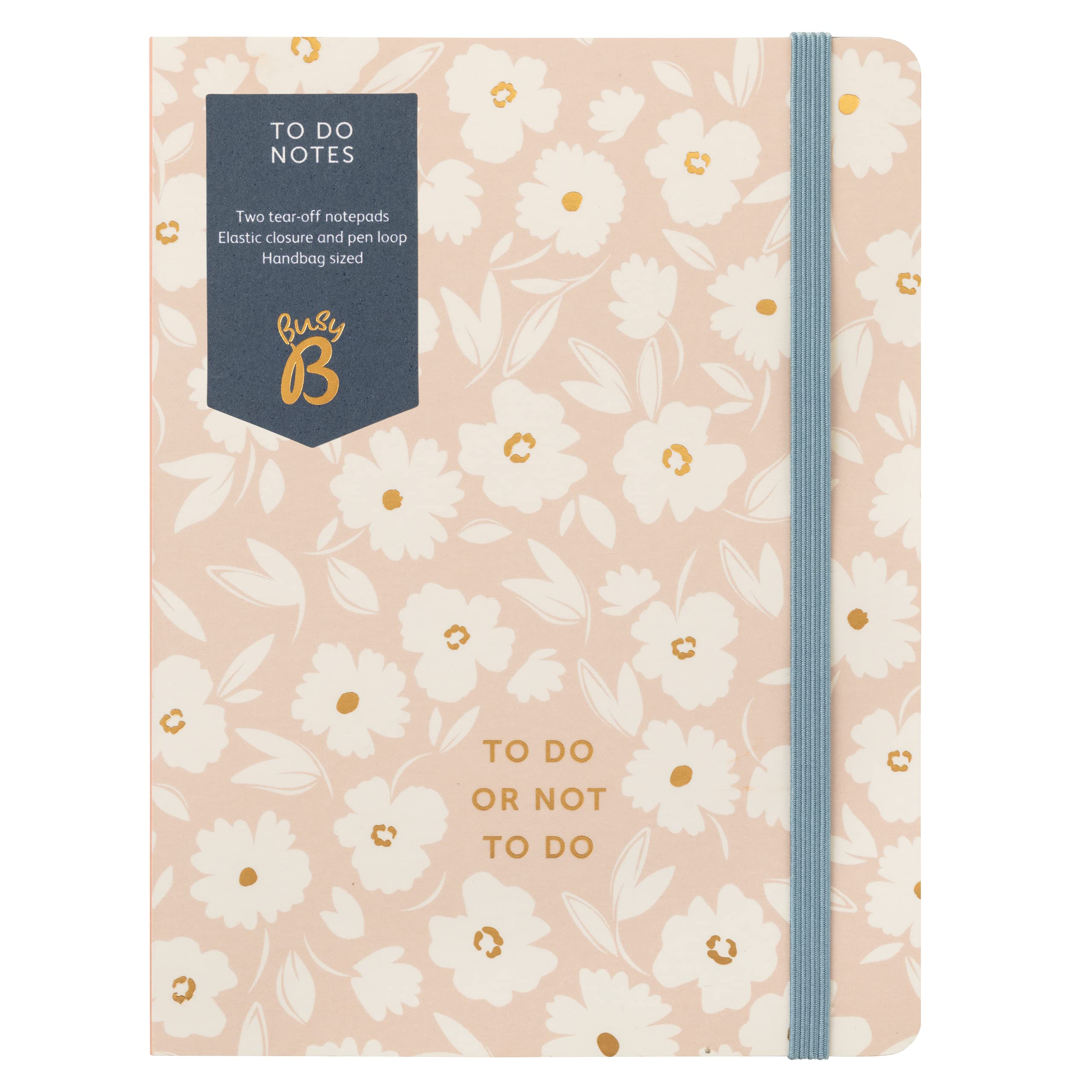 Busy B to Do Notes - Two Tear-Off List Pads with Elastic Clsoure and Pen Loop - Pink Daisy