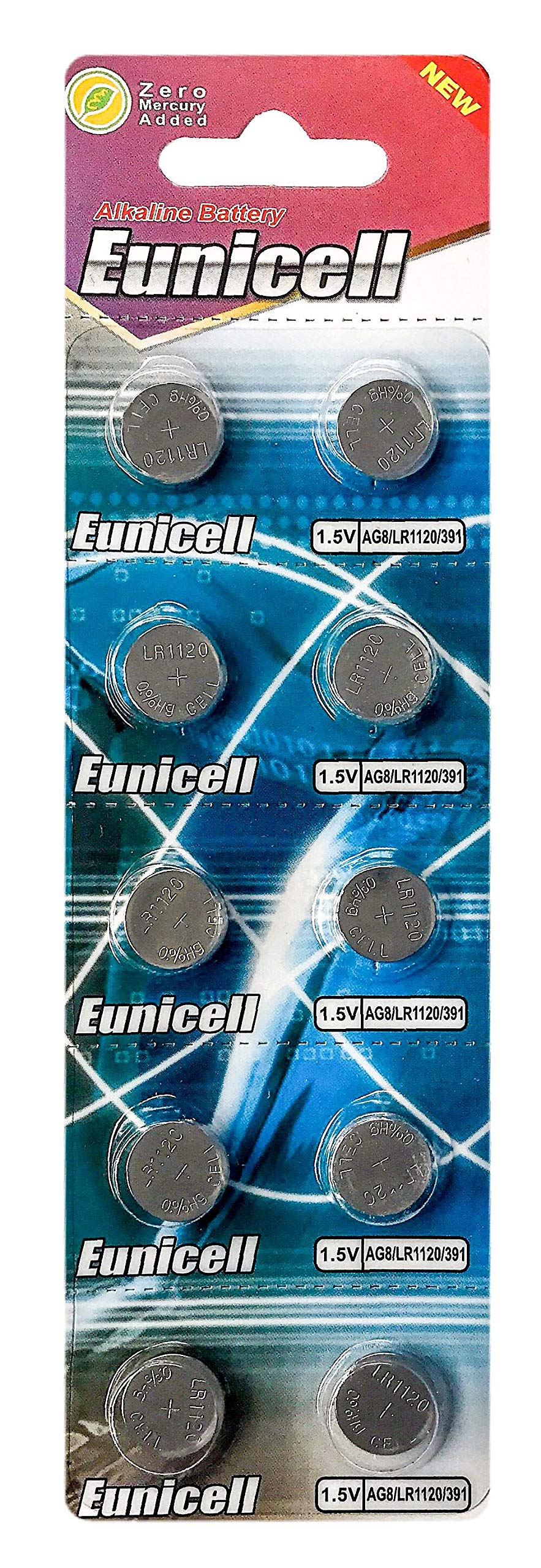 Eunicell Branded 1.5 V Alkaline Battery Typ: AG8 10 pcs