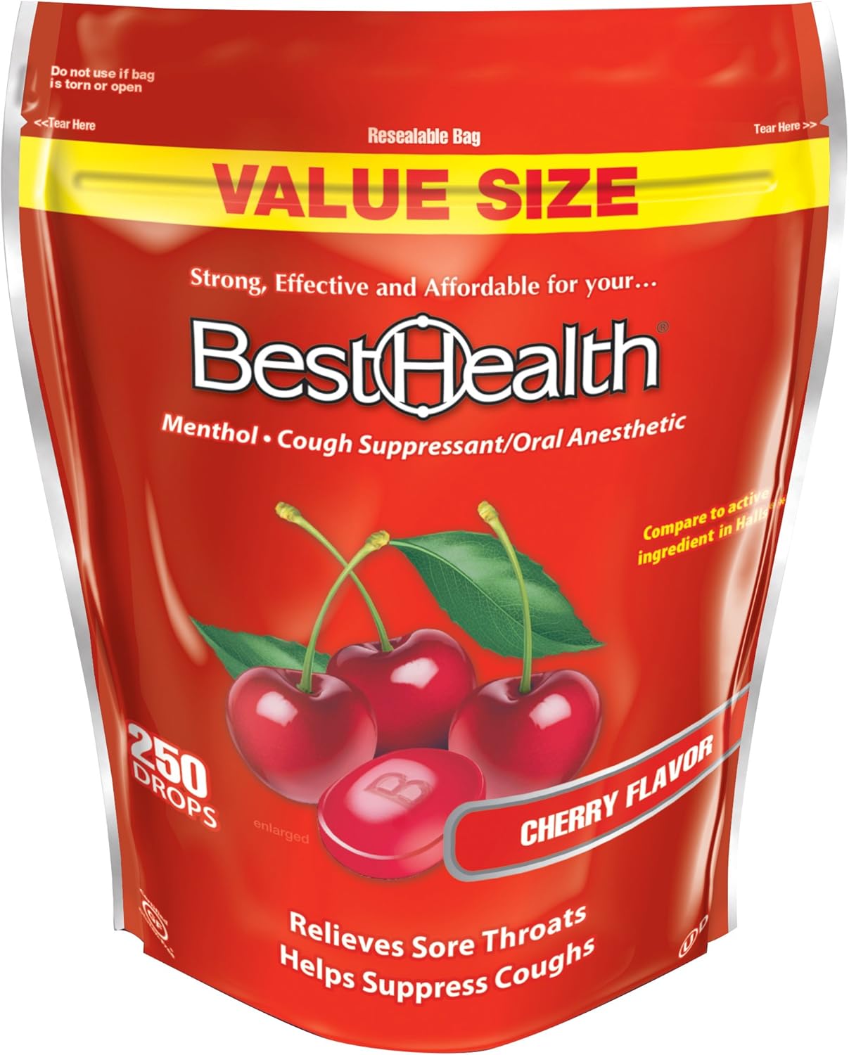 BestHealth Cough Drops, Cherry, 250 Count Health