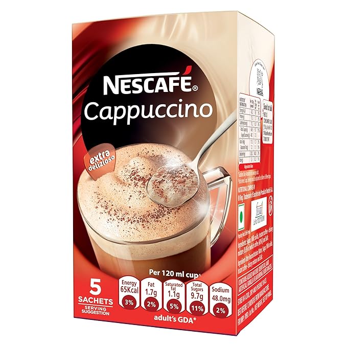 Nescafe Cappuccino Instant Coffee Premix, 5 sachets x 20g Amazon.in