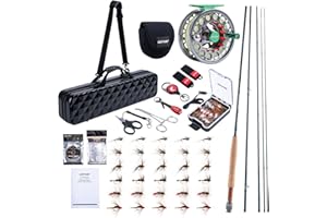 Goture 9ft Fly Fishing Rod Combo, Pre-Spooled CNC/Dia-cast Reel, Solid Burmese Teak Padauk/Aluminum Seat, Fly Rod Kit with Ca