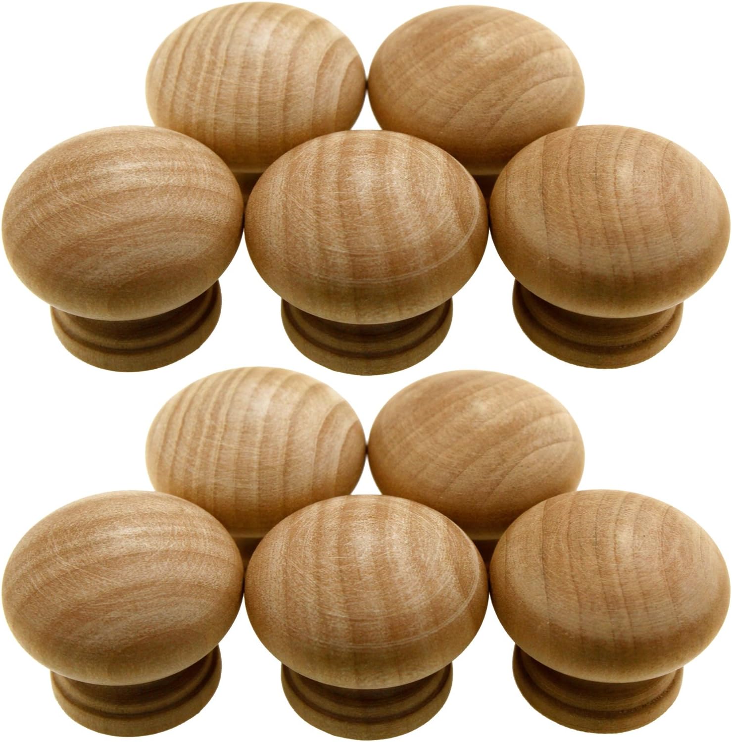 YINETTECH 20X 32mm Wooden Cabinet Knob Mushroom Shaped Pre-Drilled Cupboard Drawer Wardrobe Door Pull Handle, Natural Wood Color - Image 4