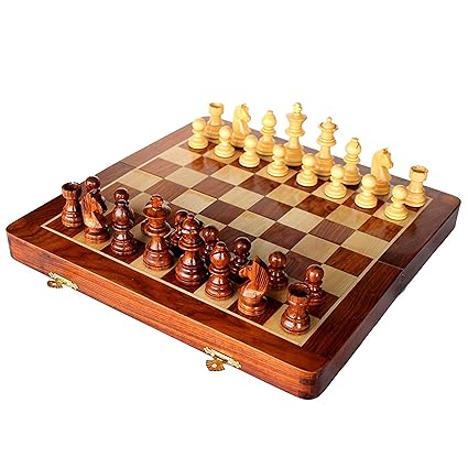 Wooden Hand Crafted (Magnetic) Foldable Chess Board Game