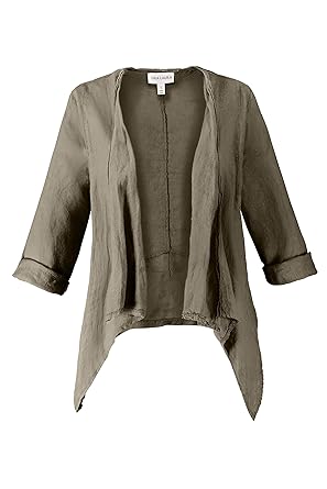 GINA LAURA Damen bis 3XL, Jacke, Leinen, Zipfelsaum, krempelbare Ärmel, 719257