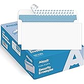 Aimoh 500#10 Security Self Seal Envelopes, Windowless, Premium Security Tint Pattern, Ultra Strong Quick Seal Closure, EnveGuard, Size 4-1/8 x 9-1/2", White, 24LB, 500 Count(34010)