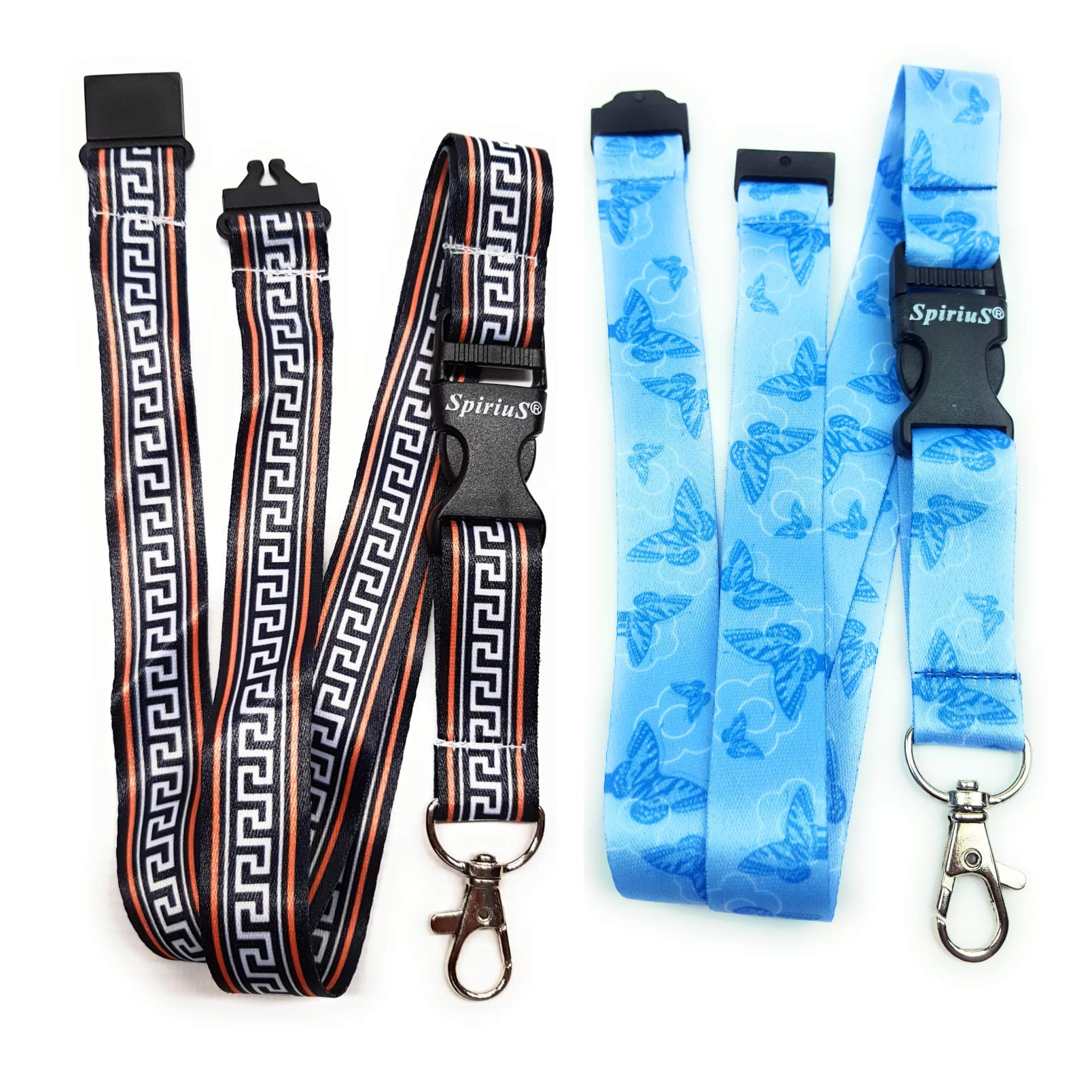 SpiriuS Neck Lanyard Strap for Women with Metal Clasp for Id Badges, Card Holder, Keychain SET (Set of 2 (Q))