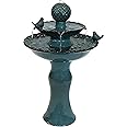 Sunnydaze 27" H 2-Tier Ceramic Water Fountain - Outdoor Water Feature for Patio, Yard, Balcony - Garden Fountain - Blue