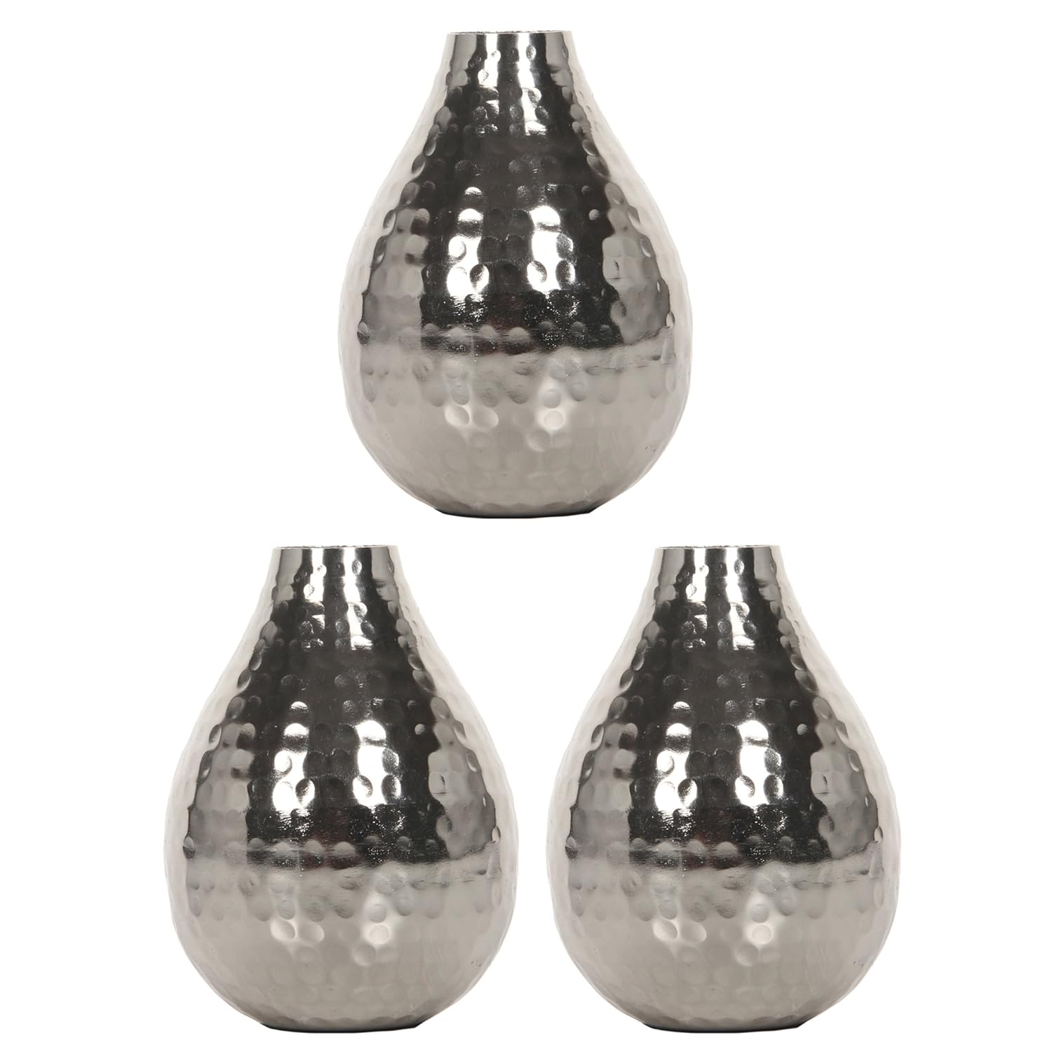Hosley's Set of 3 Silver Metal Bud Vases 4.5" High eBay