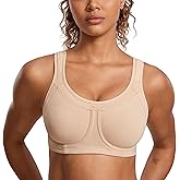 SYROKAN Women's High Impact Removable Pads Sports Bra Underwire Full Coverage Support Workout Running Bra