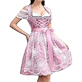 Clearlove Women's Oktoberfest Costume Dirndl Dress German Beer Traditional Bavarian 3 Piece Outfit for Carnival