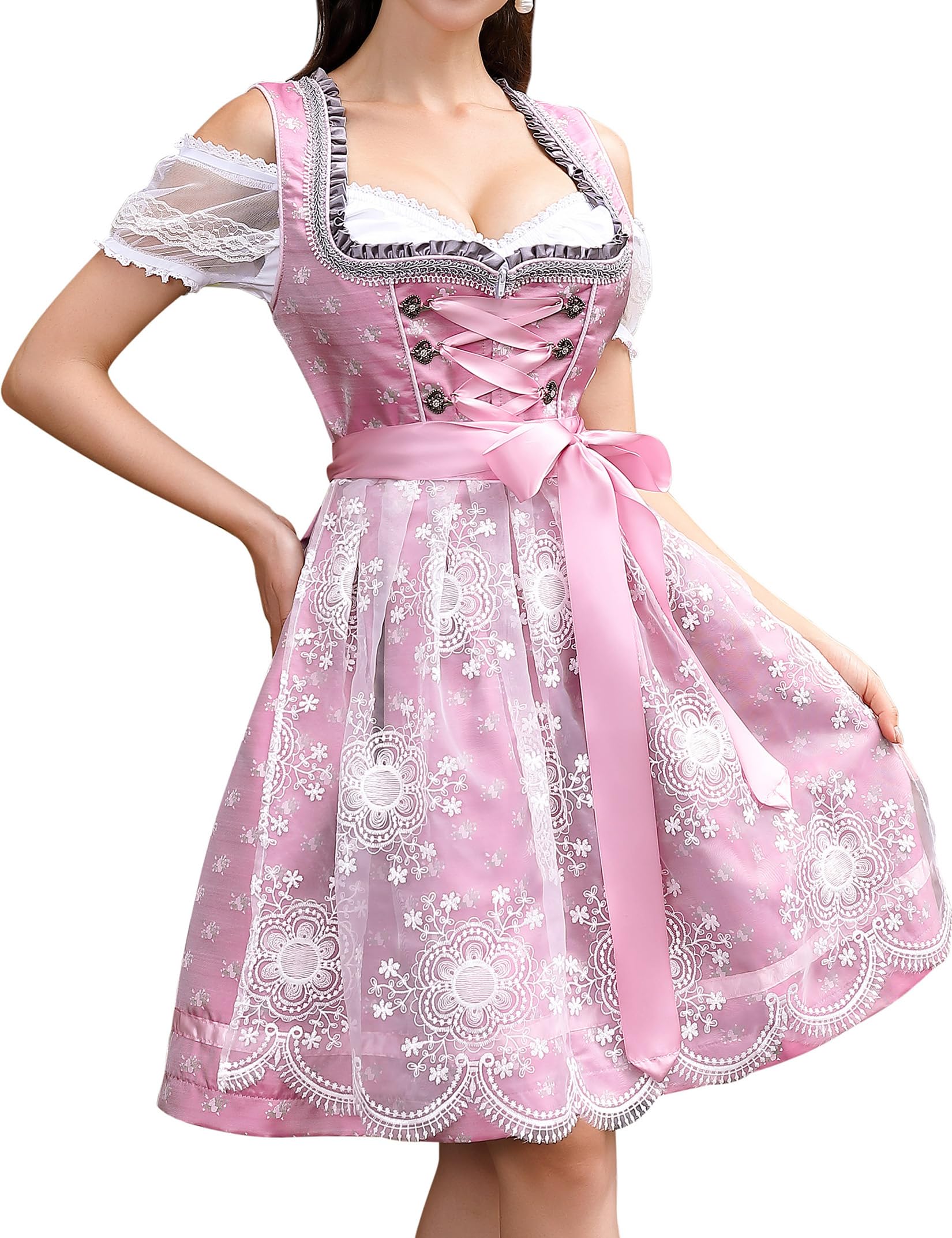 Photo 1 of Clearlove Women's Oktoberfest Costume Dirndl Dress German Beer Traditional Bavarian 3 Piece Outfit for Carnival