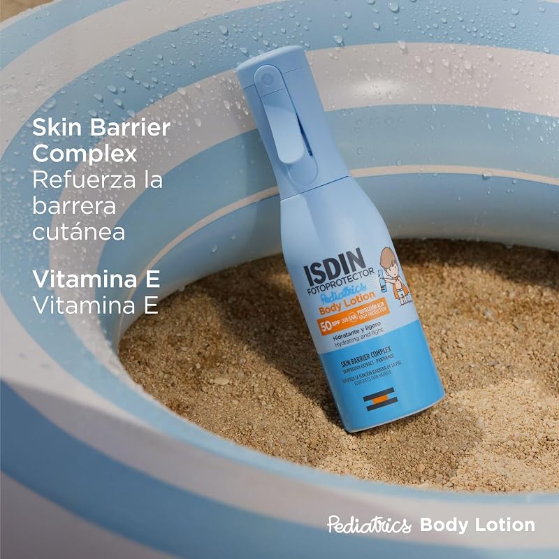 Fotoprotector Body Lotion Pediatrics SPF50, Protector solar corporal ligero en pistola para niños a partir de 6 meses, Crema solar que hidrata intensamente la piel, 250ml