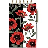Lady Jayne Poppy Patch Black & White, Hardcover Spiral Notepad With Pen, 100 Sheets (83334)