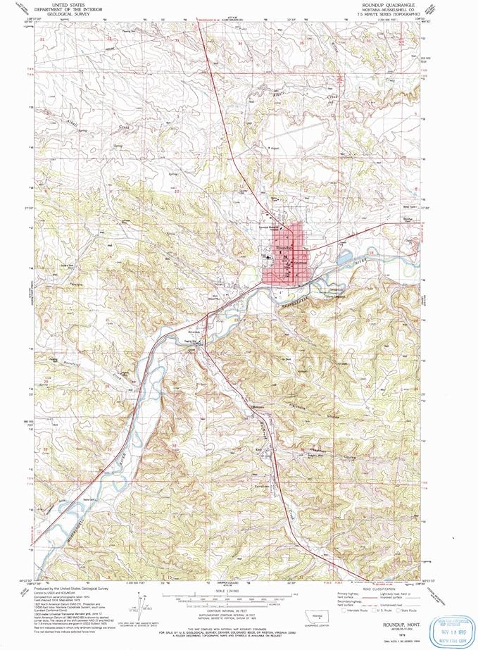 YellowMaps Roundup MT topo map, 124000 Scale, 7.5 X 7.5