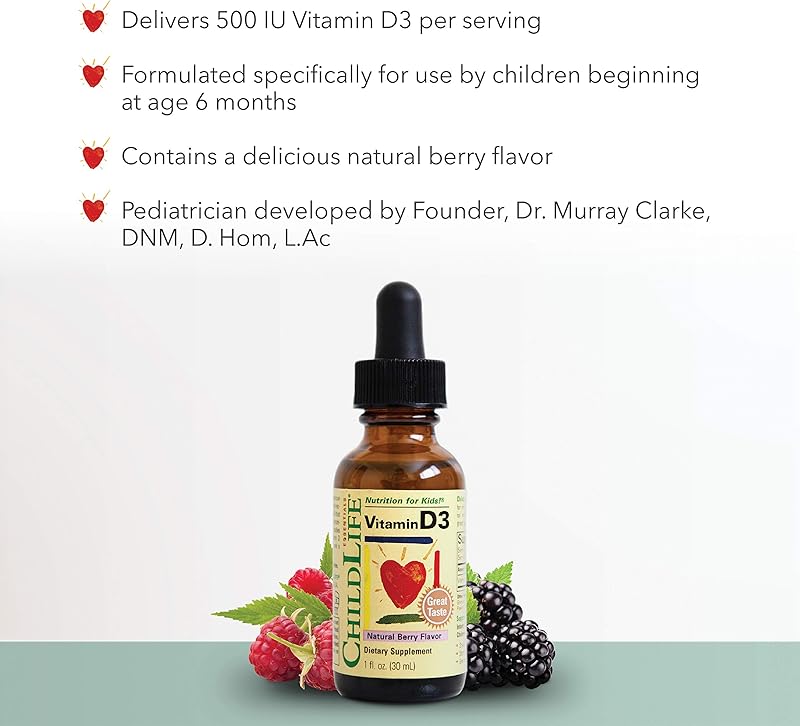 促进钙吸收 ChildLife 婴幼儿维生素D3滴剂 浆果味玻璃瓶装 29.6ml装 5.7折$6.36 海淘转运到手约￥50