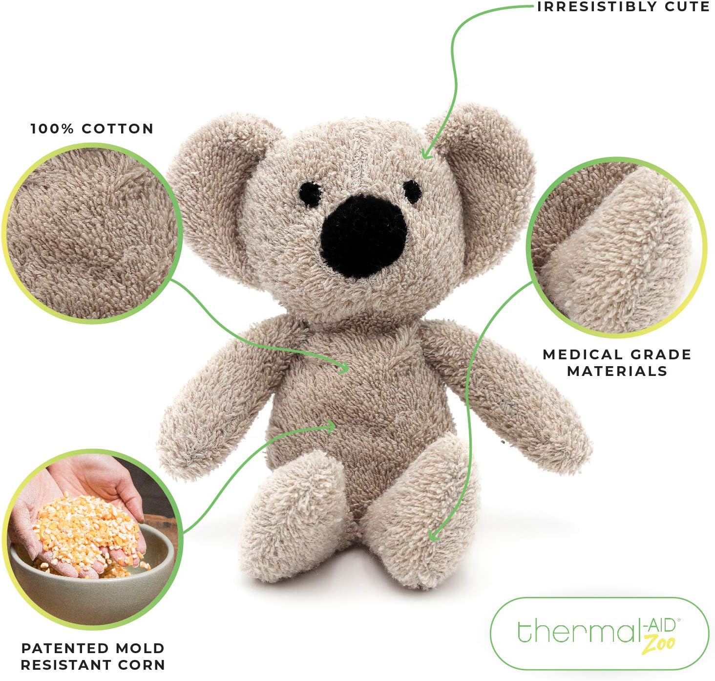 Thermal-Aid Zoo — Mini Baxter Bunny — Kids Hot and Cold Pain Relief Heating Pad Microwavable Stuffed Animal and Cooling Pad — Easy Wash, Natural Sleep Aid — Pregnancy Must-Haves for Baby First Aid Kit: Health & Personal Care
