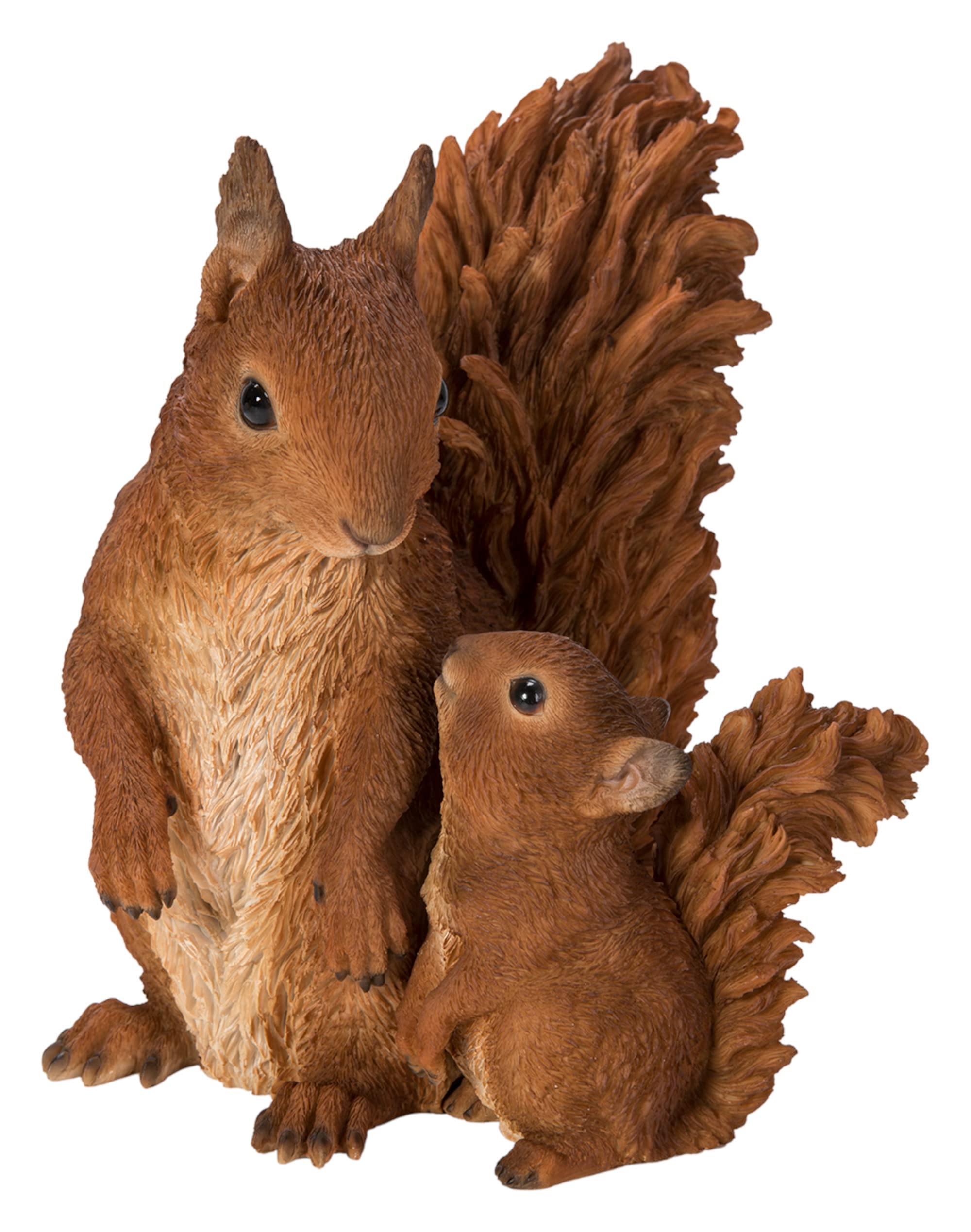 Vivid Arts - Resin Realistic Mother and Baby Red Squirrel Home or Garden Decoration, XRL-RS15-B, 22cm