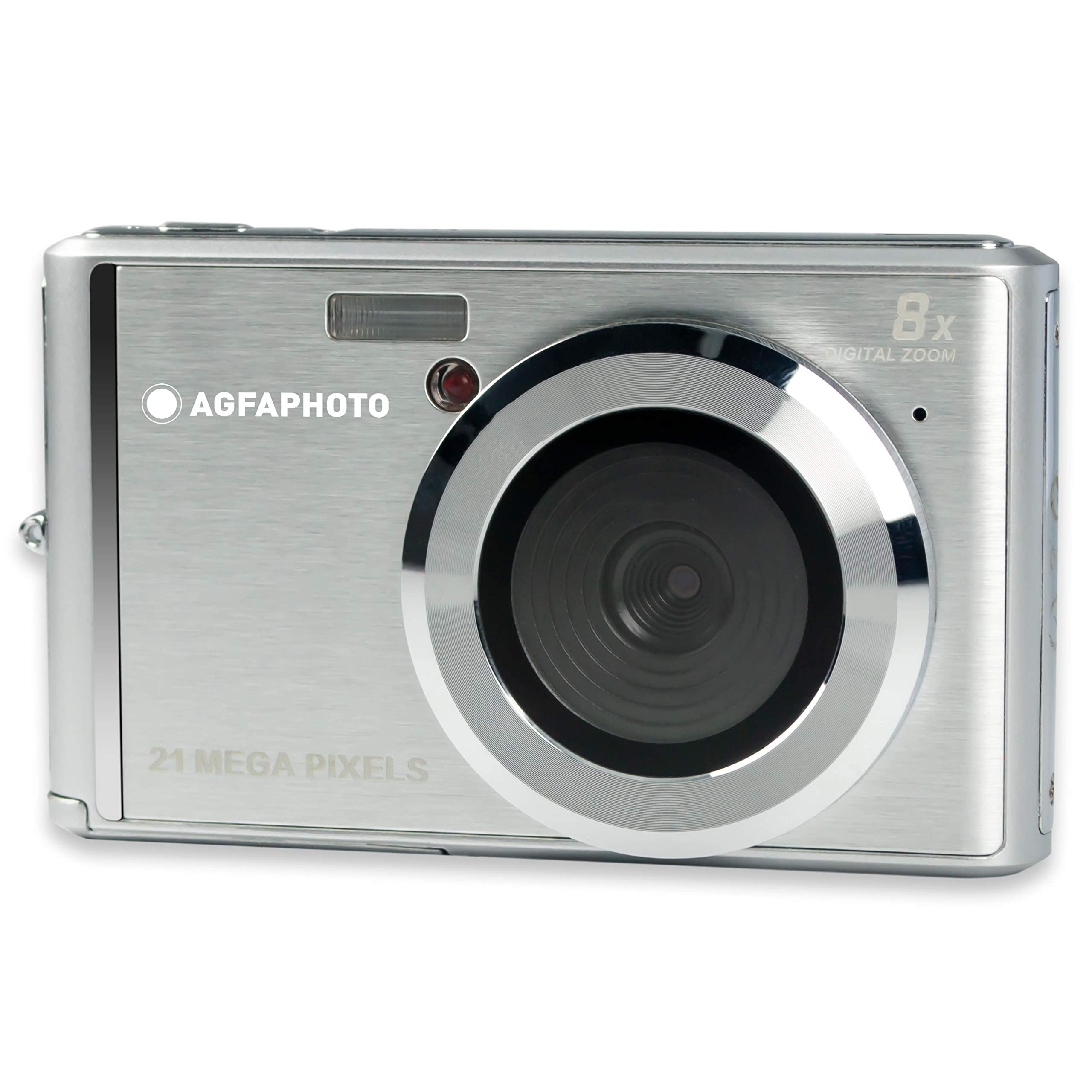 AGFA PHOTO Realishot DC5200 - Appareil Photo Numérique Compact, CMOS 21MP, Écran LCD 2,4", Zoom Digital 8x, Vidéo HD 720p, Batterie Lithium, Cartes SD, Modes Scène - Silver
