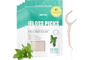 HAPPY ECO Biodegradable Floss Picks (200pcs) - Natural, Vegan, Sustainable, Reusable Dental Floss - Shred Resistant and Nontoxic Plant-Based Material Dental Floss Picks