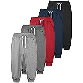 Resinta 5 Pack Toddler Boys Sweatpants Athletic Pull-On Pants with Drawstring and Pockets Boys Active Cotton Jogger Pants