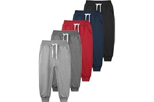 Resinta 5 Pack Toddler Boys Sweatpants Athletic Pull-On Pants with Drawstring and Pockets Boys Active Cotton Jogger Pants