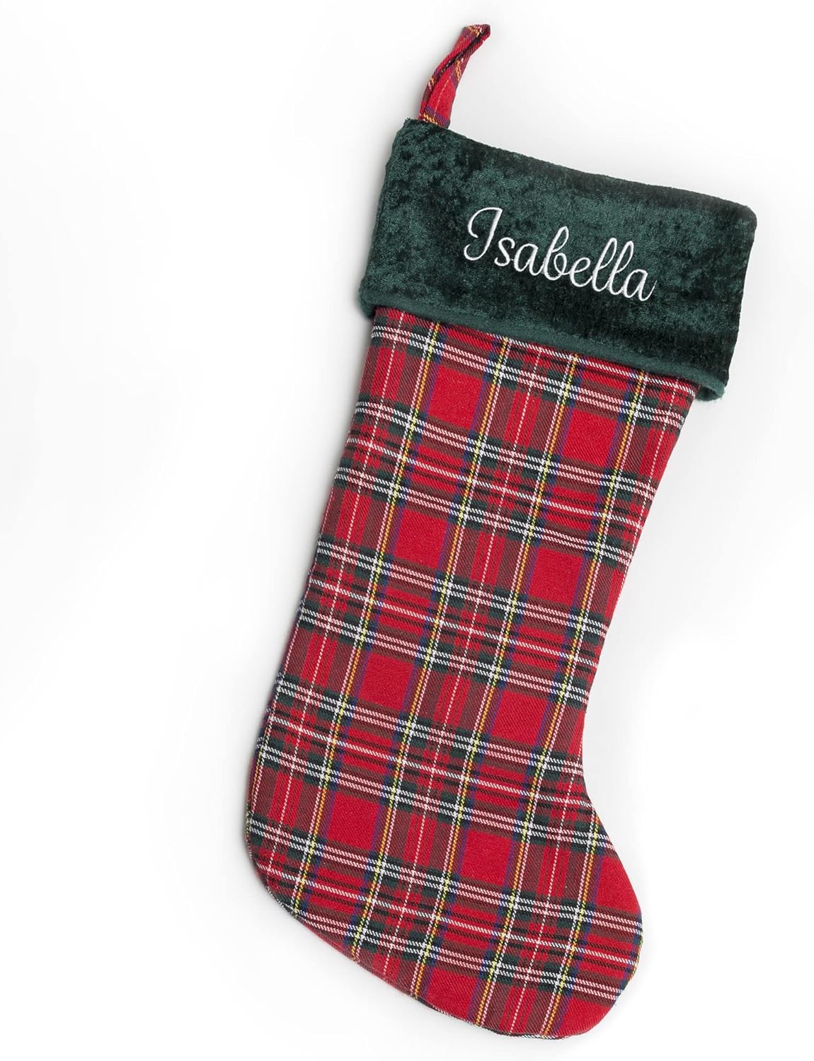 Stockings & Holders - Qualtry Personalized Christmas Stockings - Name Stockings for Family, Kids, Adults (Single, Green Plaid) - Customized Christmas Holiday Decoration