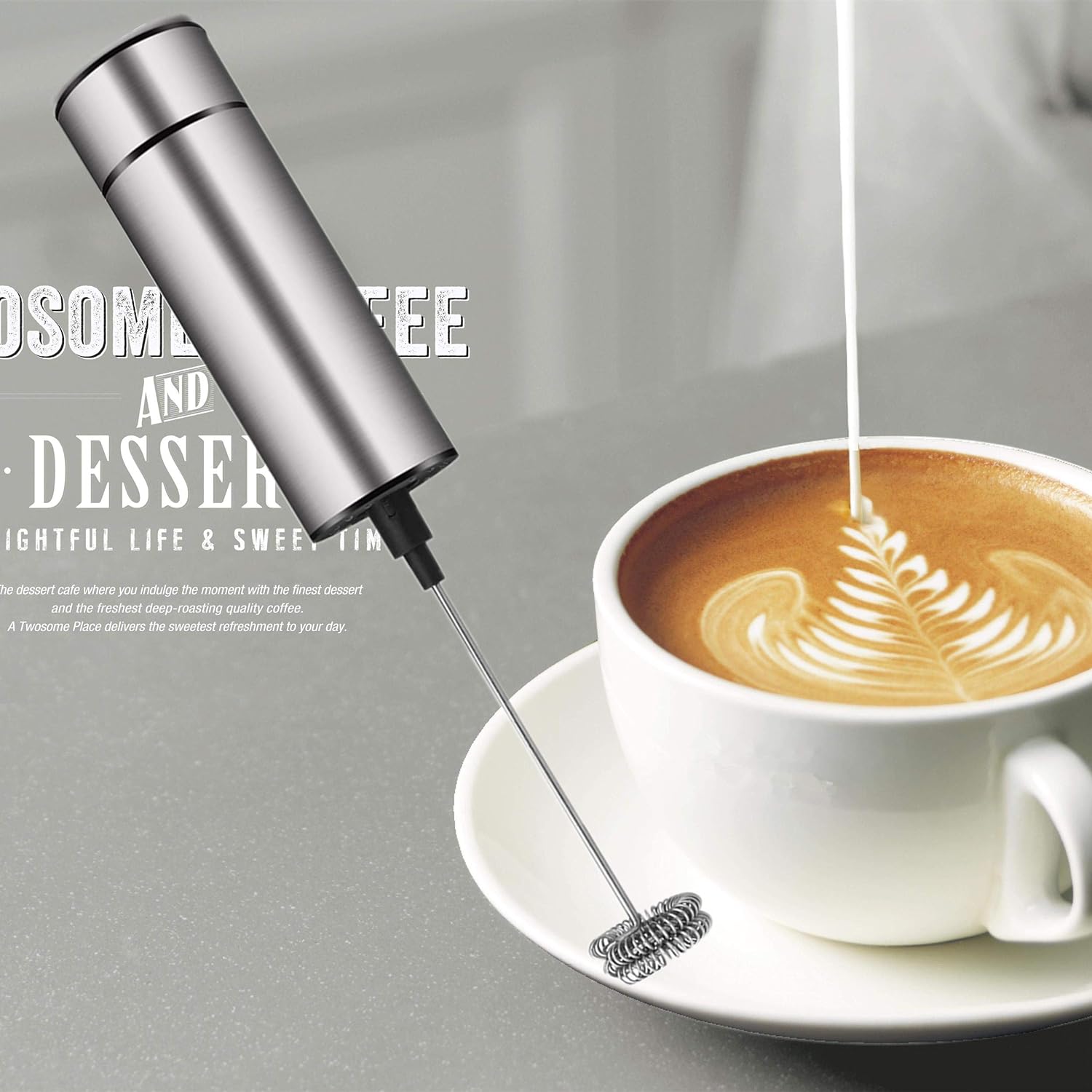 Milk Frother Handheld Battery Operated, Coffee Frother for Milk Foaming, Latte/Cappuccino Frother Mini Frappe Mixer for Drink, Hot Chocolate, Stainless Steel Silver: Kitchen & Dining