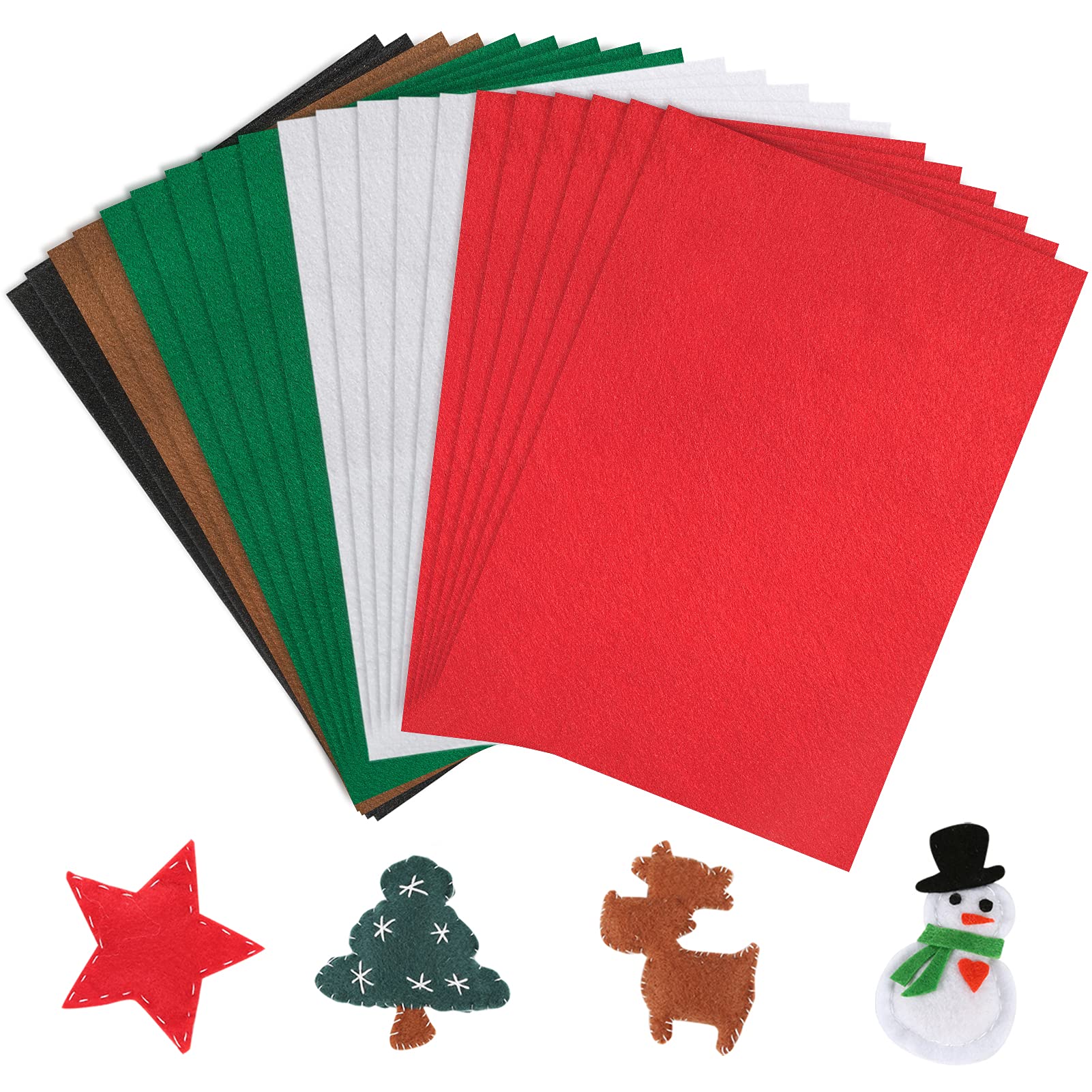 Pllieay 20Pcs Soft Christmas Felt Fabric Sheets, 21 x 30 CM, 1.3mm Thick Multi-Purpose for DIY Art Making, Patchwork Sewing DIY Craft and Christmas Decorations, 5 Colors โ image 1