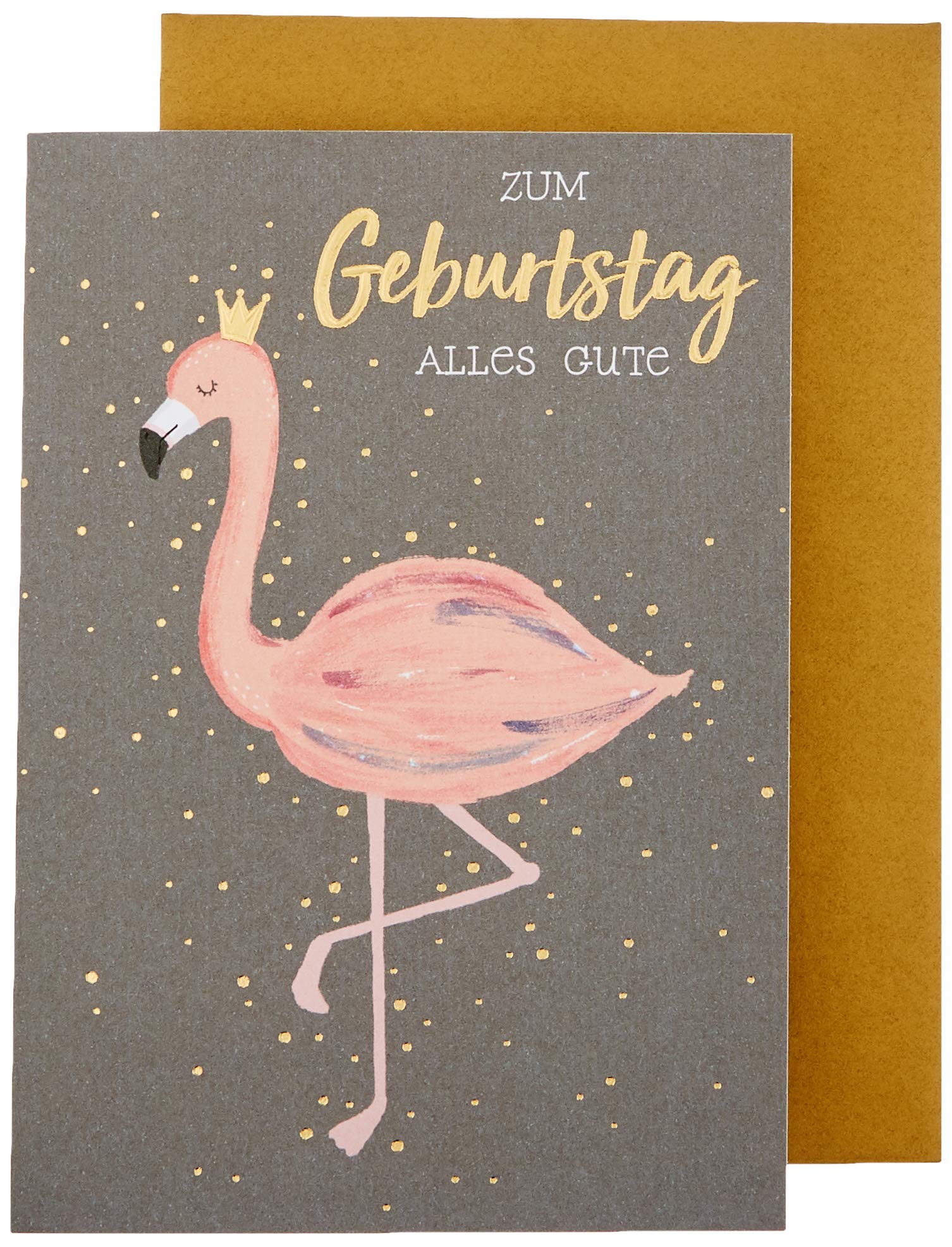 Black & Gold Flamingo Birthday Card 11.6 x 16.6 cm