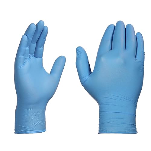 Ammex Blue Nitrile Disposable Exam Gloves, Mil, Latex Powder
