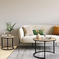 Uisoal Wood Coffee Table Set of 2, Nesting Coffee