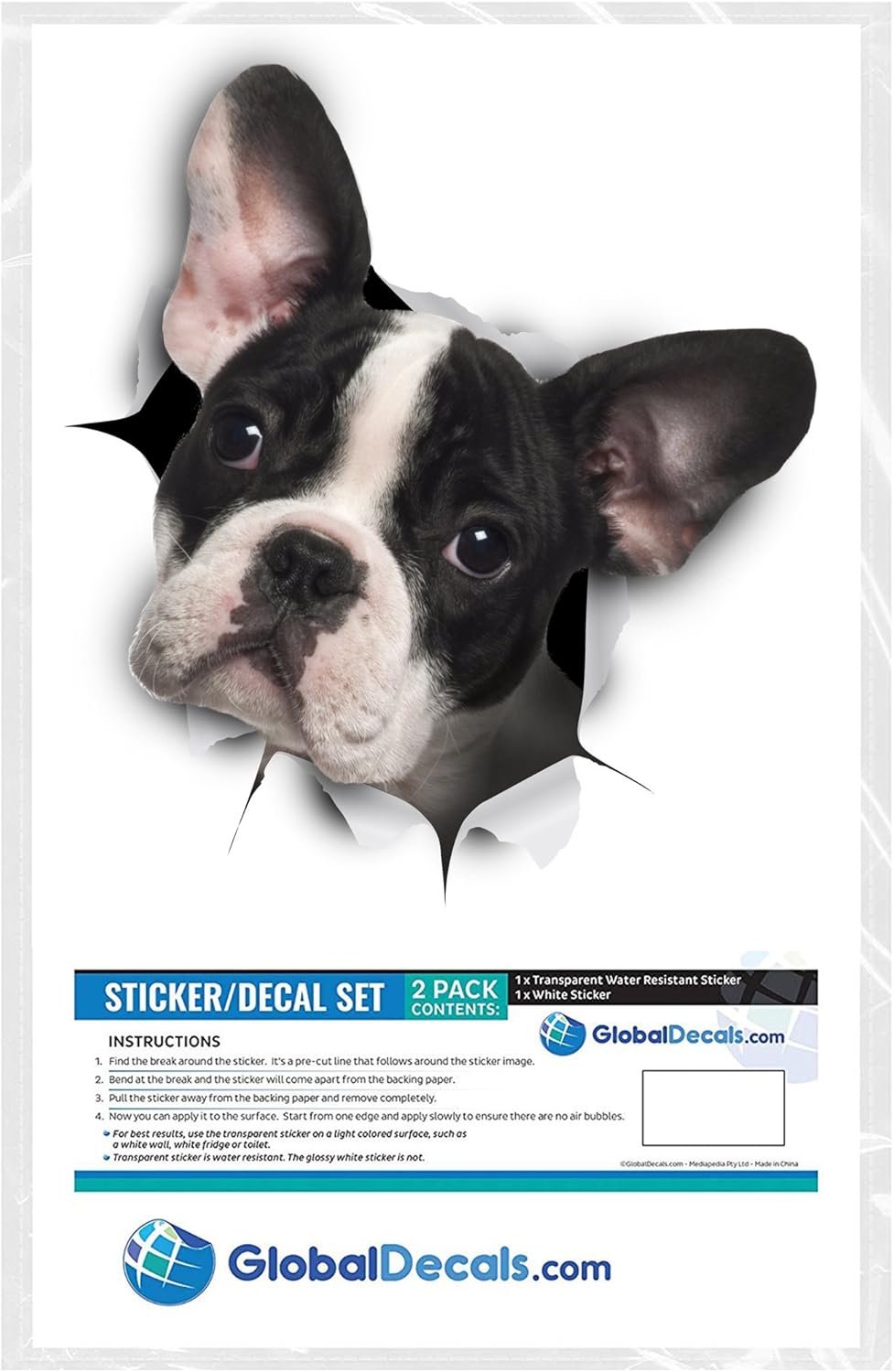 Amazon Winston Bear 3d犬ステッカー 2パック 壁掛け用モノクロフレンチブルドッグのステッカー 冷蔵庫 トイレ もっとステッカー ウォールステッカー オンライン通販