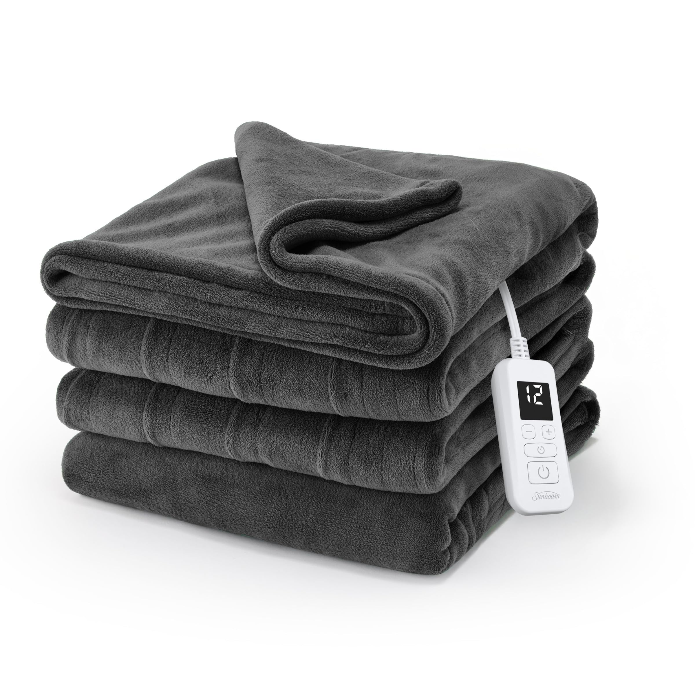Photo 1 of ** read comments*** Sunbeam Electric Royal Luxe Microplush Heated Blanket, 12 Heat Settings, 12-Hour Selectable Auto Shut-Off, Fast Heating, Warm and Cozy, Night Fog Color, Twin, 84" x 62"