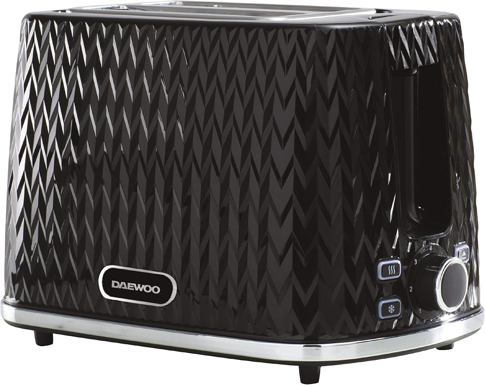 Daewoo Argyle 2 Slice Toaster Defrost Reheat Browning 7 Settings Black