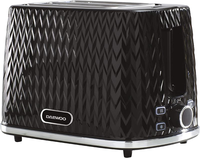 Daewoo Argyle 2 Slice Toaster Defrost Reheat Browning 7 Settings Black