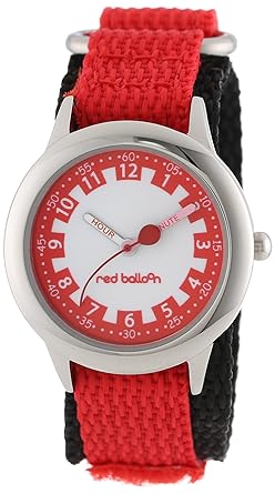 Red Balloon Kids W000185 Red Nylon Stainless Steel Time Teacher Watch