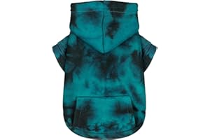 ZIAGAOP Chic Tie-Dye Dog Hoodie with Practical Pocket - Fashionable and Cozy Sweatshirt for Small, Medium, and Large Dogs, Ideal for Casual Outings and All-Day Comfort in Vibrant Colors. Cyan XL