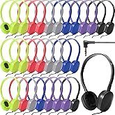Kanayu 30 Pack Wired Headphones, Adjustable On Ear Headphones, Kids Headphones with Stereo, Children Headphones Earbuds for Kids, Boys, Girls, Schools, Laptop, Travel, Plane, Tablet(Bright Colors)