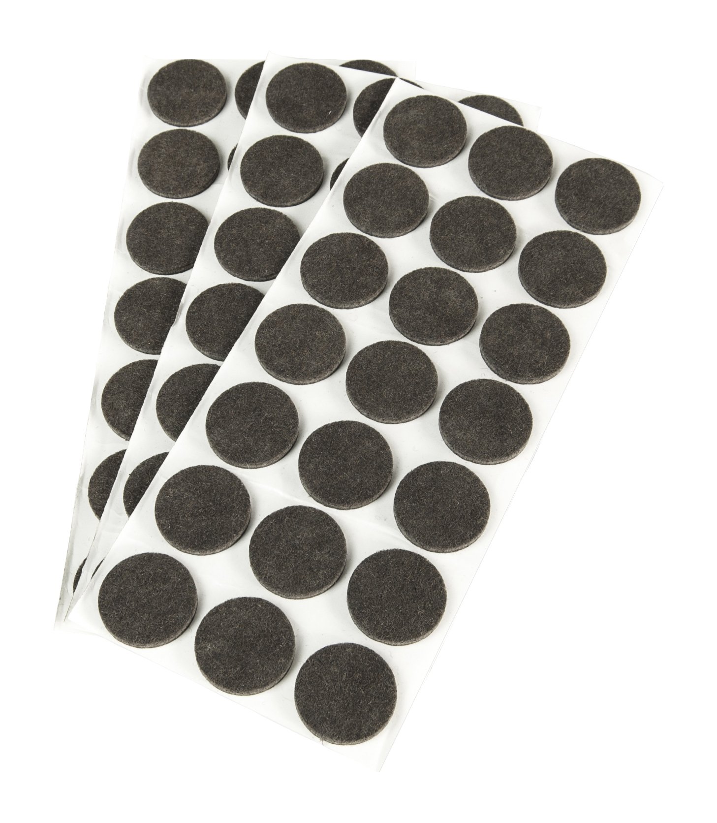Emuca - Round self adhesive felt pads for furniture, brown colour, Ø30mm (1,18 inch), Set of 63 felt pads