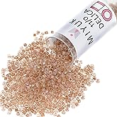Miyuki Delica Seed Beads – Size 11/0 (1.6 mm), DB0069, Color-Lined Beige AB, 7.2 g, Approx. 1440 Beads, Made in Japan