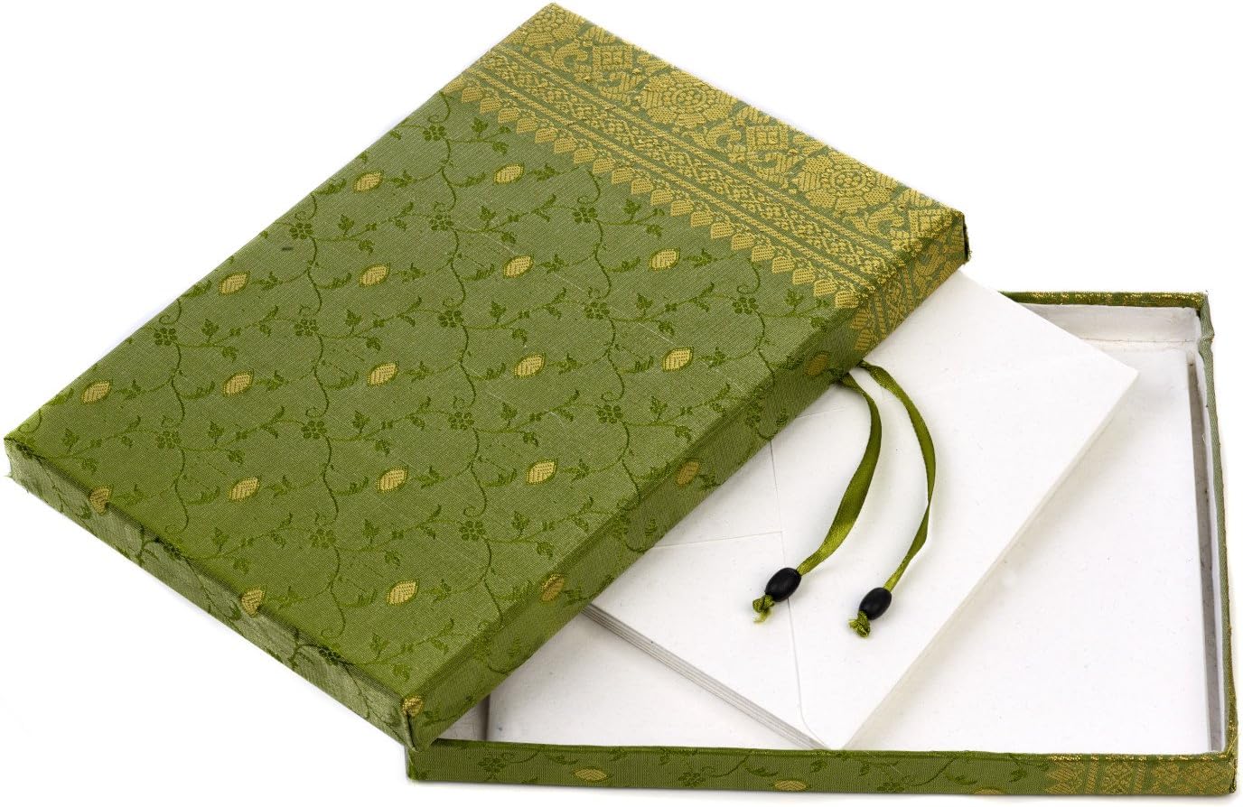 Sari Fabric Writing Set, Green - Image 3