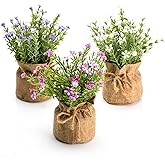 Velener Babys Breath Artificial Flowers in Small Burlap Bag Vases 3Pcs -Gypsophila Faux Flowers Farmhouse Home Coffee Table Bookshelf Office Desk Decorations Kitchen Dining Room Fake Plants Indoor