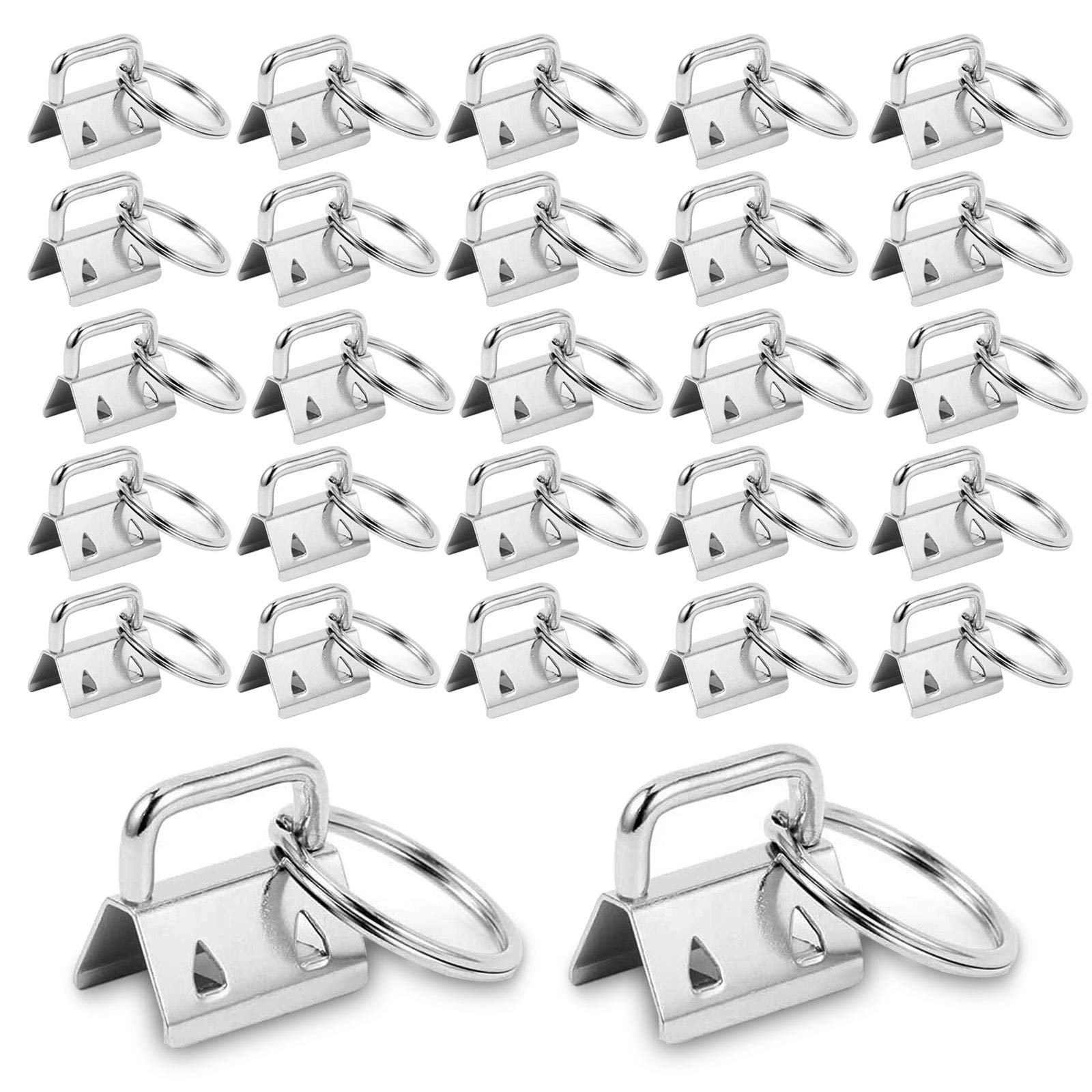 Photo 1 of 100 Pack Key Fob Hardware 1 Inch Bulk, Silver Tone Key Chain Fob Wristlet with Key Ring for Wristlet Keychain, Key Lanyard, Key Chain Making Hardware Supplies