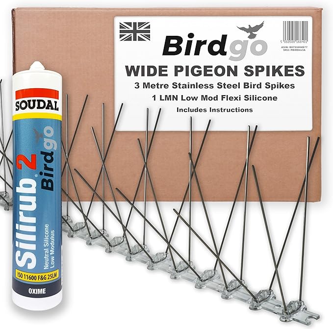 Birdgo 3m Wide Pigeon Spikes & Adhesive Kit Professional Bird Control