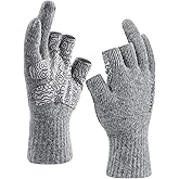 Palmyth Wool Fishing Gloves 3-Cut Fingers Warm for Men and Women Cold Weather Fingerless Gloves for Winter Fly Fishing