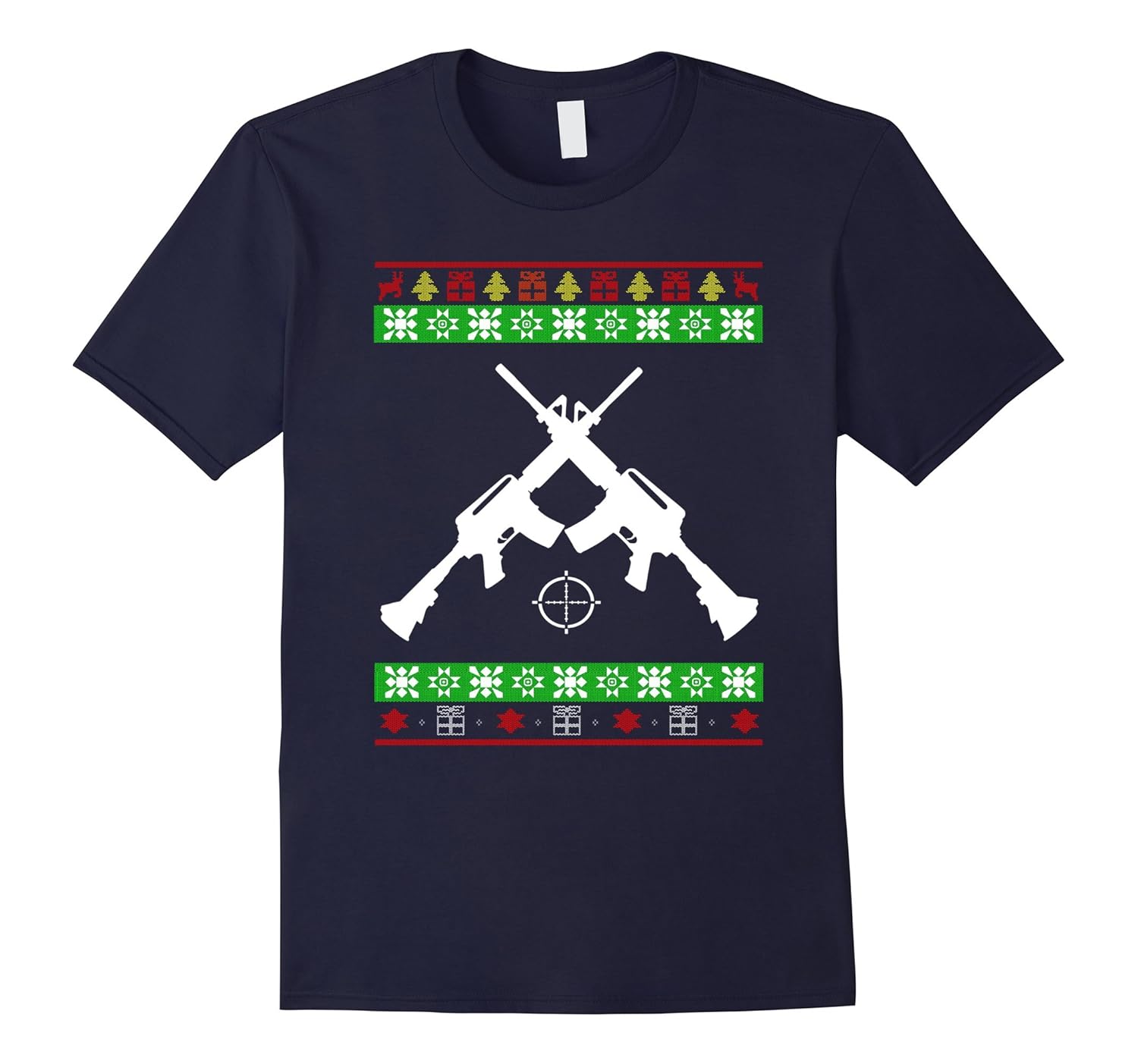 Funny Gun Ugly Sweater Christmas T-Shirt-ANZ