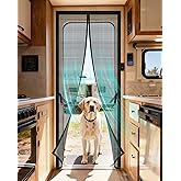 Magnetic RV Screen Door Curtain for Camper, Curtain Size 30'' x 75'' | For Travel Trailer, Fifth Wheel and Motorhome, Tear-Resistant Mesh Bug Screen, Self Closing Mosquito Net, Pet Friendly